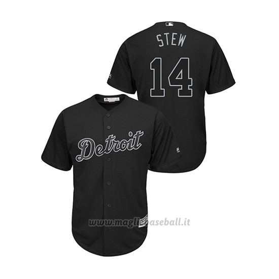Maglia Baseball Hombre Detroit Tigers 14 Christin Stewart 2019 Players Weekend Stew Replica Nero